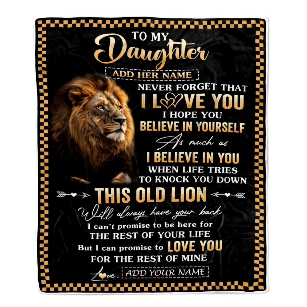 Personalized To My Daughter Gifts From Dad Mom Mother Father Blanket Old Lion Love You Daughter Birthday Gifts Graduation Christmas Customized Fleece Blanket | siriusteestore