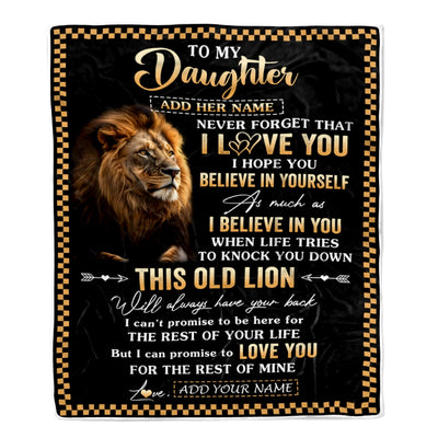 Personalized To My Daughter Gifts From Dad Mom Mother Father Blanket Old Lion Love You Daughter Birthday Gifts Graduation Christmas Customized Fleece Blanket | siriusteestore