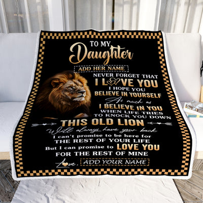Personalized To My Daughter Gifts From Dad Mom Mother Father Blanket Old Lion Love You Daughter Birthday Gifts Graduation Christmas Customized Fleece Blanket | siriusteestore