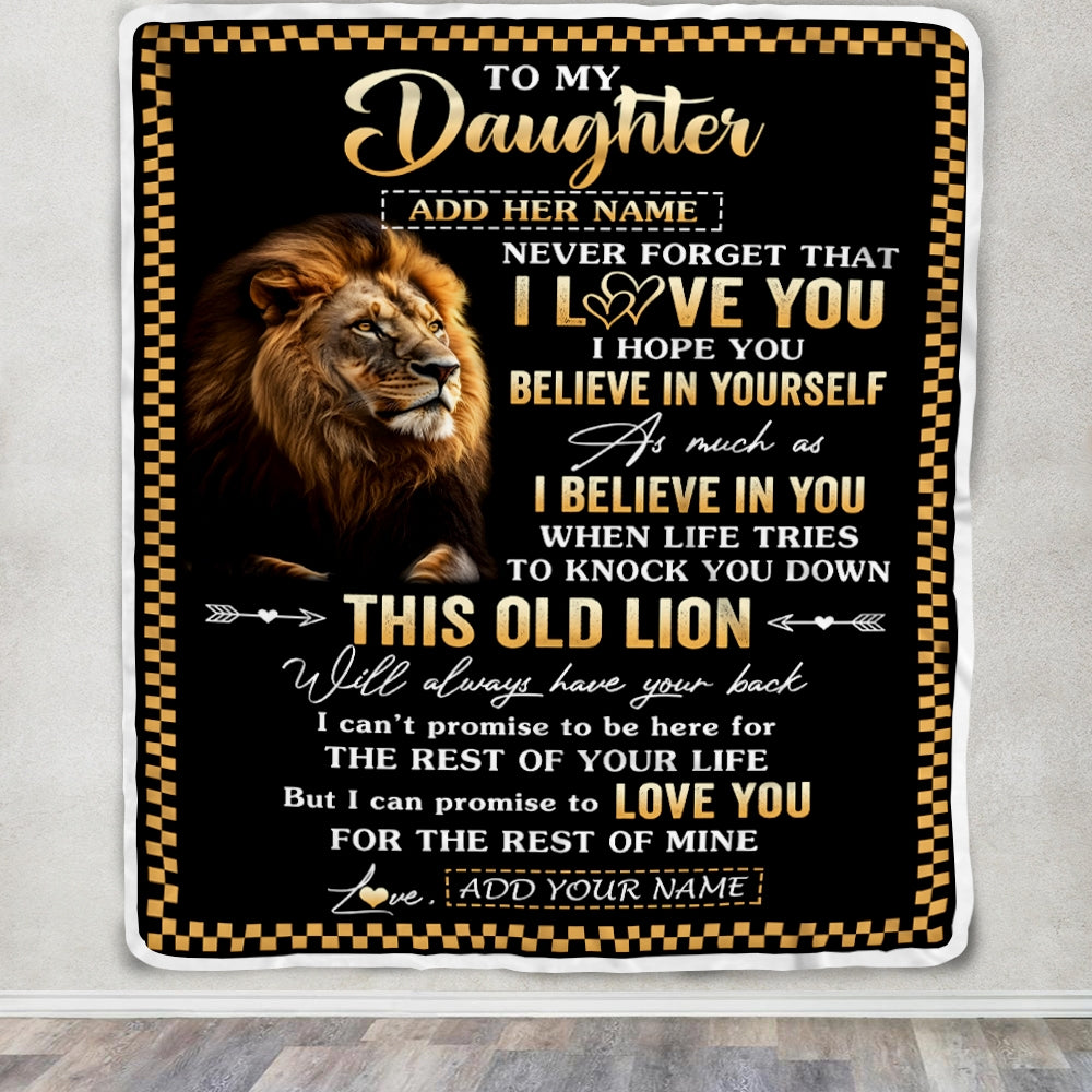 Personalized To My Daughter Gifts From Dad Mom Mother Father Blanket Old Lion Love You Daughter Birthday Gifts Graduation Christmas Customized Fleece Blanket | siriusteestore