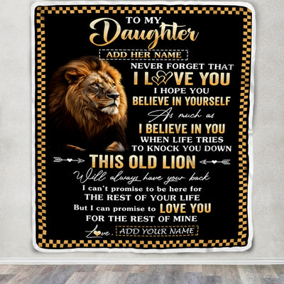 Personalized To My Daughter Gifts From Dad Mom Mother Father Blanket Old Lion Love You Daughter Birthday Gifts Graduation Christmas Customized Fleece Blanket | siriusteestore