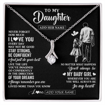 Alluring Beauty Necklace 14K White Gold Finish | 1 | Personalized To My Daughter Gifts From Dad Necklace Never Forget How Much I Love You Daughter Birthday Graduation Christmas Custom Gift Box Message Card | https://siriusteestore.
