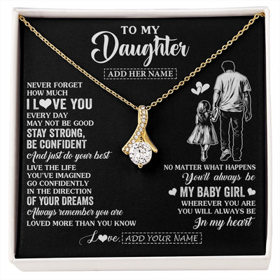 Alluring Beauty Necklace 18K Yellow Gold Finish | 1 | Personalized To My Daughter Gifts From Dad Necklace Never Forget How Much I Love You Daughter Birthday Graduation Christmas Custom Gift Box Message Card | https://siriusteestore.