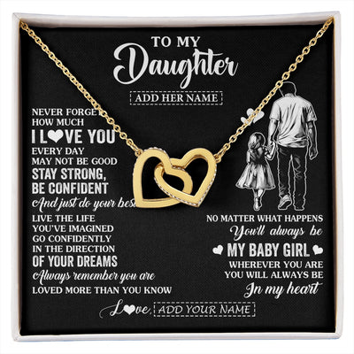 Interlocking Hearts Necklace 18K Yellow Gold Finish | 1 | Personalized To My Daughter Gifts From Dad Necklace Never Forget How Much I Love You Daughter Birthday Graduation Christmas Custom Gift Box Message Card | https://siriusteestore.