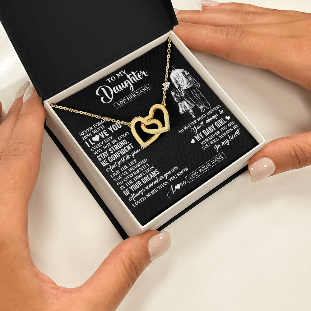 Interlocking Hearts Necklace 18K Yellow Gold Finish | 2 | Personalized To My Daughter Gifts From Dad Necklace Never Forget How Much I Love You Daughter Birthday Graduation Christmas Custom Gift Box Message Card | https://siriusteestore.