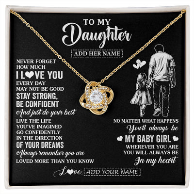 Love Knot Necklace 18K Yellow Gold Finish | 1 | Personalized To My Daughter Gifts From Dad Necklace Never Forget How Much I Love You Daughter Birthday Graduation Christmas Custom Gift Box Message Card | https://siriusteestore.