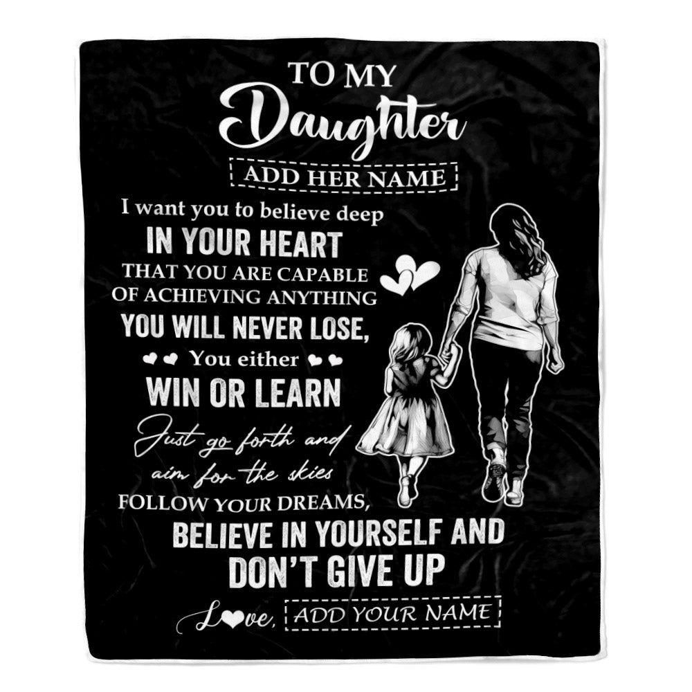 Personalized To My Daughter Gifts From Mom Blanket Don't Give Up Mom Gifts For Daughter Birthday Graduation Christmas Customized Fleece Throw Blanket | siriusteestore