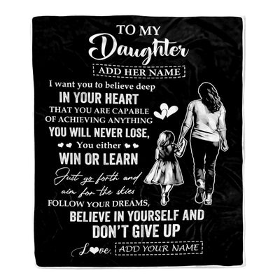 Personalized To My Daughter Gifts From Mom Blanket Don't Give Up Mom Gifts For Daughter Birthday Graduation Christmas Customized Fleece Throw Blanket | siriusteestore