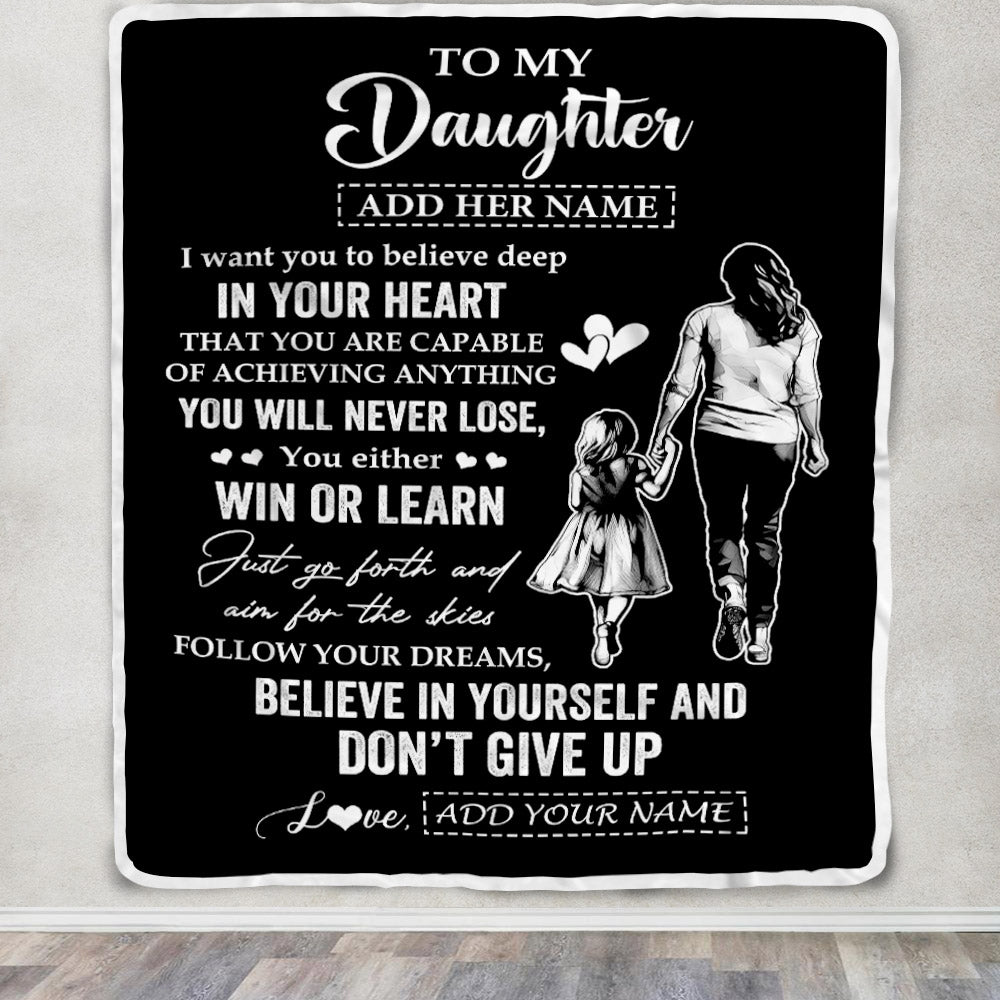 Personalized To My Daughter Gifts From Mom Blanket Don't Give Up Mom Gifts For Daughter Birthday Graduation Christmas Customized Fleece Throw Blanket | siriusteestore