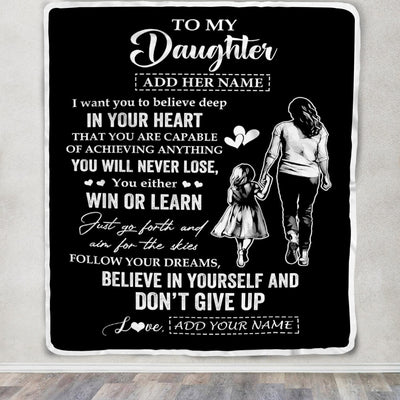 Personalized To My Daughter Gifts From Mom Blanket Don't Give Up Mom Gifts For Daughter Birthday Graduation Christmas Customized Fleece Throw Blanket | siriusteestore