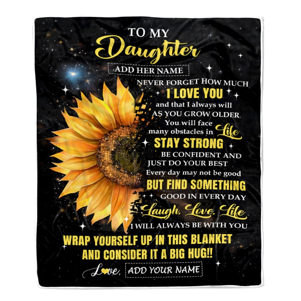 Personalized To My Daughter Gifts From Mom Blanket Purple Wood How Much I Love You Custom Daughter Birthday Gifts Graduation Christmas Fleece Throw Blanket | siriusteestore