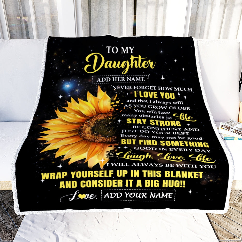 Personalized To My Daughter Gifts From Mom Blanket Purple Wood How Much I Love You Custom Daughter Birthday Gifts Graduation Christmas Fleece Throw Blanket | siriusteestore