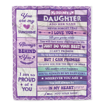 Personalized To My Daughter Gifts From Mom Blanket Purple Wood Sunshine In My Heart Custom Gift For Daughter Birthday Graduation Christmas Fleece Blanket | siriusteestore