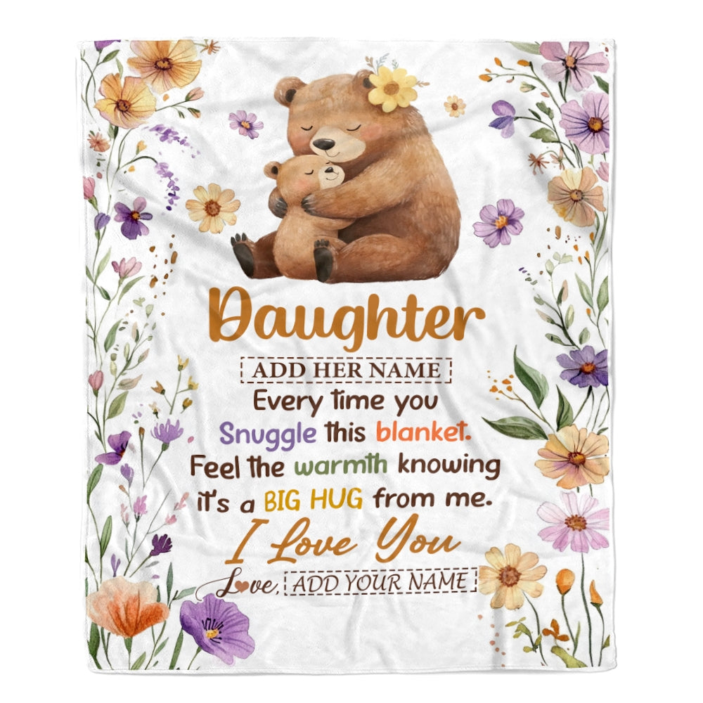 Personalized To My Daughter Gifts From Mom Dad Blanket Bear Big Hug Birthday Present Gift Idea For Daughter Christmas Graduation Christmas Fleece Blanket Shirt & Hoodie | siriusteestore