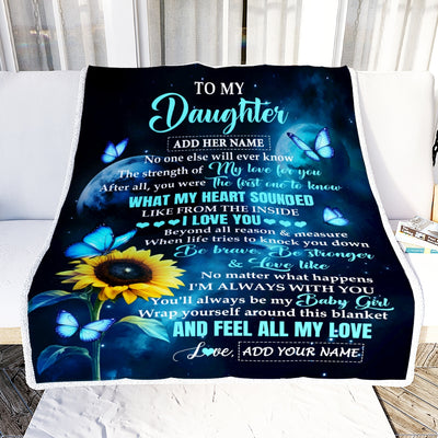 Personalized To My Daughter Gifts From Mom Dad Blanket Bufterfly Sunflower My Love For You Daughter Birthday Gift Present Graduation Christmas Fleece Blanket | siriusteestore