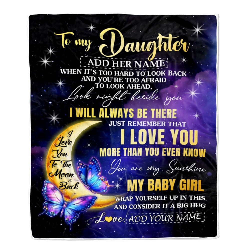 Personalized To My Daughter Gifts From Mom Dad Blanket Butterfly I Love You Valentines Gifts For Daughter Birthday Christmas Graduation Custom Fleece Blanket | siriusteestore
