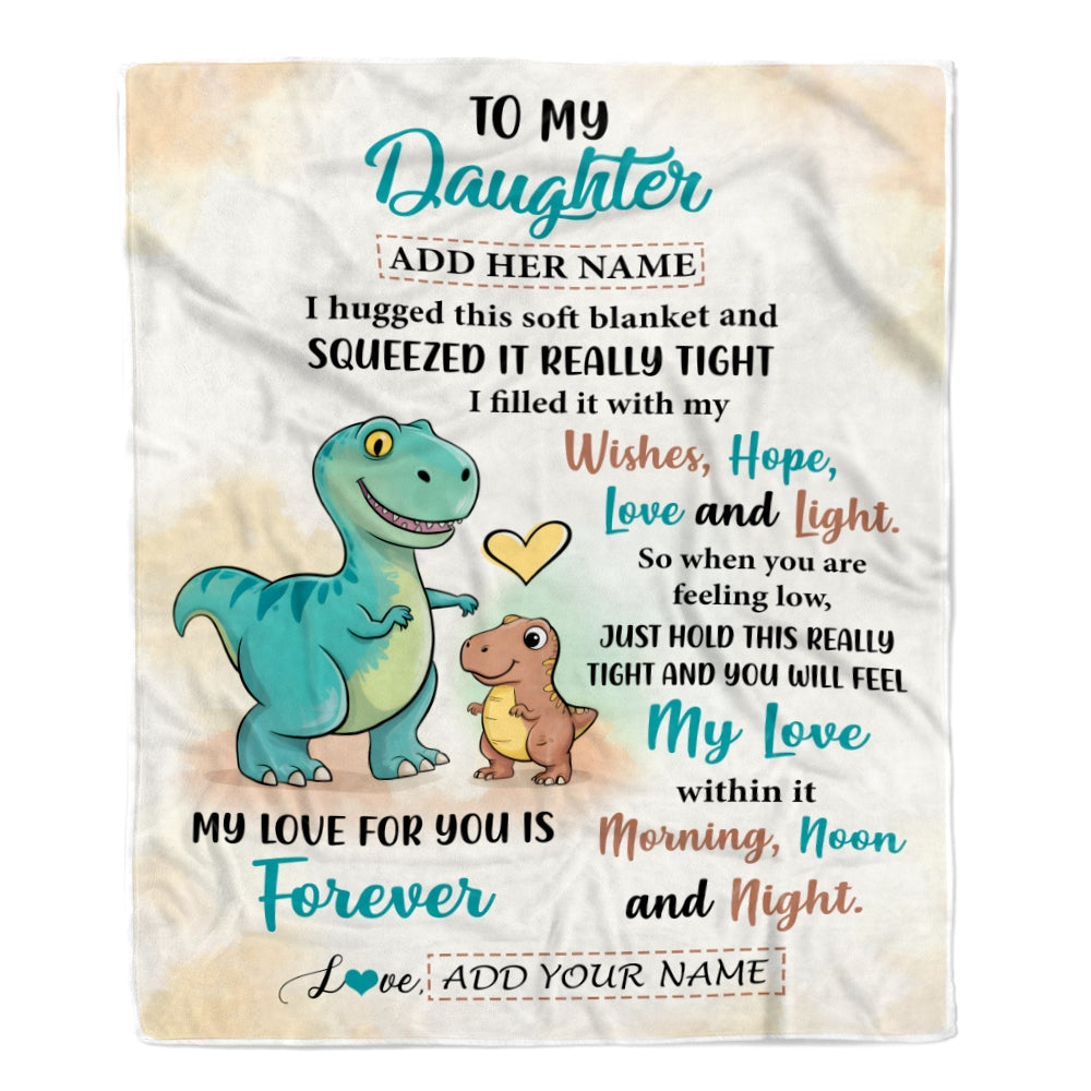 Personalized To My Daughter Gifts From Mom Dad Blanket Dinosaur Letter I Hugged This Gifts For Daughter Birthday Graduation Christmas Custom Fleece Blanket | siriusteestore