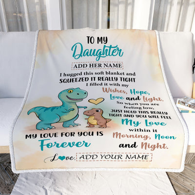 Personalized To My Daughter Gifts From Mom Dad Blanket Dinosaur Letter I Hugged This Gifts For Daughter Birthday Graduation Christmas Custom Fleece Blanket | siriusteestore