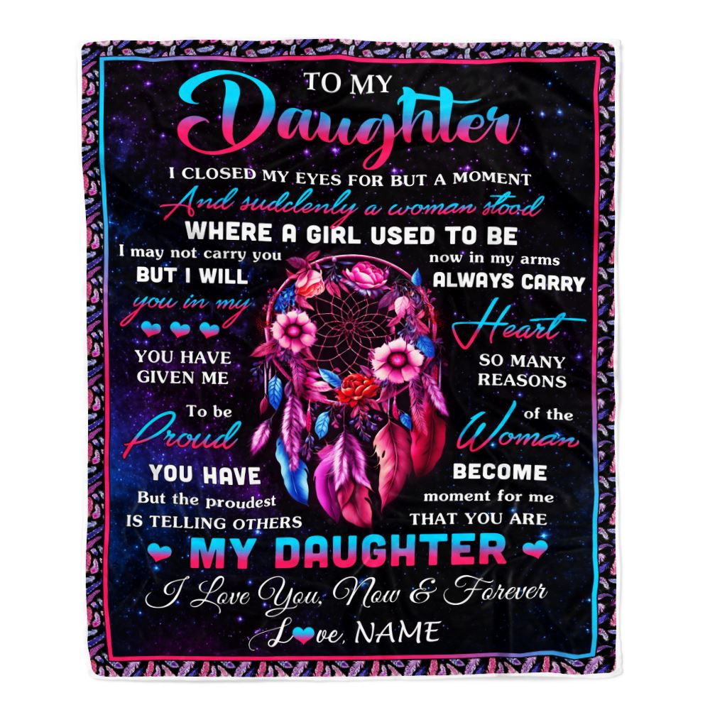 Personalized To My Daughter Gifts From Mom Dad Blanket Dream Catcher Birthday Gifts For Daughter Graduation Valentines Day Christmas Customized Fleece Blanket | siriusteestore