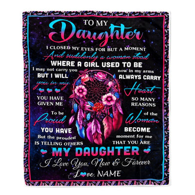 Personalized To My Daughter Gifts From Mom Dad Blanket Dream Catcher Birthday Gifts For Daughter Graduation Valentines Day Christmas Customized Fleece Blanket | siriusteestore