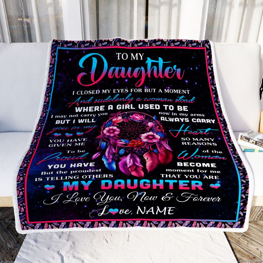 Personalized To My Daughter Gifts From Mom Dad Blanket Dream Catcher Birthday Gifts For Daughter Graduation Valentines Day Christmas Customized Fleece Blanket | siriusteestore
