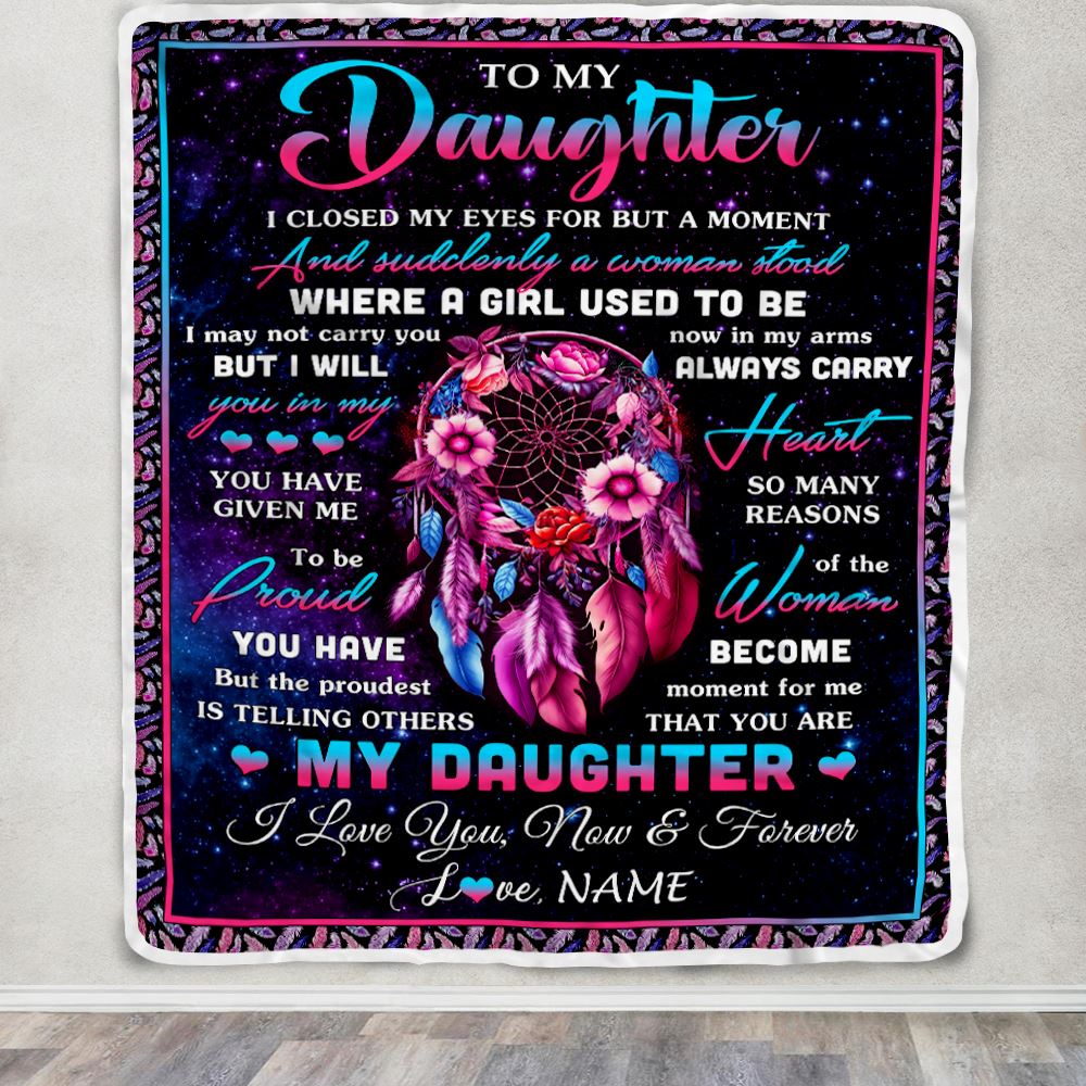 Personalized To My Daughter Gifts From Mom Dad Blanket Dream Catcher Birthday Gifts For Daughter Graduation Valentines Day Christmas Customized Fleece Blanket | siriusteestore