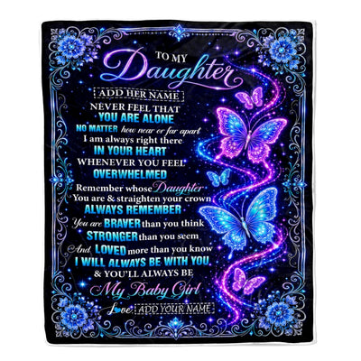 Personalized To My Daughter Gifts From Mom Dad Blanket Galaxy Butterfly Always Remember Custom Gift For Daughter Birthday Graduation Christmas Fleece Blanket | siriusteestore