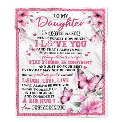 Personalized To My Daughter Gifts From Mom Dad Blanket I Love You Butterfly Birthday Gifts For Daughter Graduation Christmas Custom Fleece Throw Blanket | siriusteestore