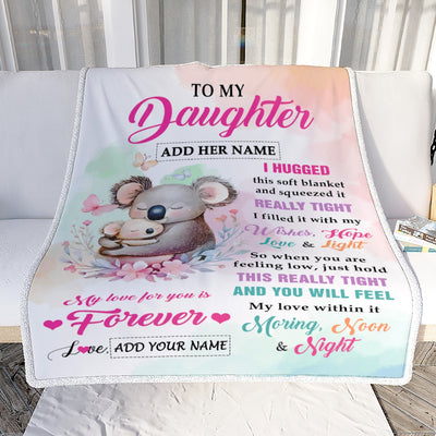 Personalized To My Daughter Gifts From Mom Dad Blanket Koala Letter I Hugged This Gifts For Daughter Birthday Graduation Christmas Customized Fleece Blanket | siriusteestore