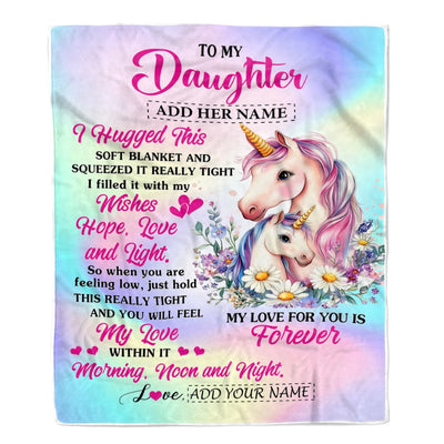 Personalized To My Daughter Gifts From Mom Dad Blanket Unicorn Letter I Hugged This Gifts For Daughter Birthday Graduation Christmas Customized Fleece Blanket | siriusteestore