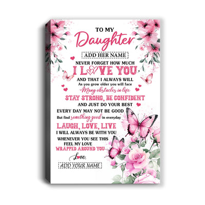 Personalized To My Daughter Gifts From Mom Dad Canvas I Love You Butterfly Birthday Gifts For Daughter Graduation Christmas Custom Wall Art Framed Canvas | siriusteestore
