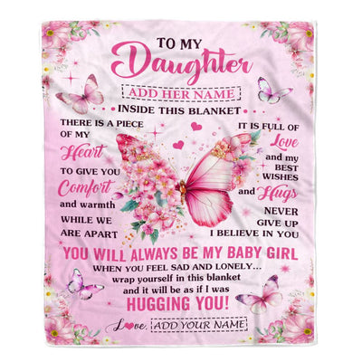 Personalized To My Daughter Gifts From Mom Dad Mother Blanket Floral Butterfly Birthday Gifts For Daughter Graduation Christmas Customized Fleece Blanket | siriusteestore