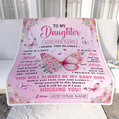 Personalized To My Daughter Gifts From Mom Dad Mother Blanket Floral Butterfly Birthday Gifts For Daughter Graduation Christmas Customized Fleece Blanket | siriusteestore