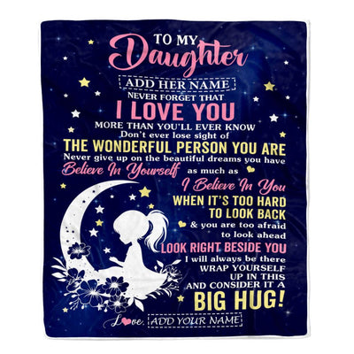 Personalized To My Daughter Gifts From Mom Dad Mother Blanket Floral Moon Birthday Gifts For Daughter Graduation Wedding Christmas Customized Fleece Blanket | siriusteestore