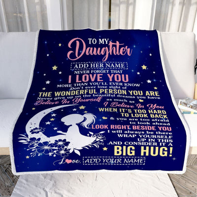 Personalized To My Daughter Gifts From Mom Dad Mother Blanket Floral Moon Birthday Gifts For Daughter Graduation Wedding Christmas Customized Fleece Blanket | siriusteestore