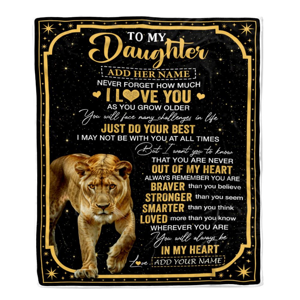 Personalized To My Daughter Gifts From Mom Dad Mother Blanket Lion I Love You Graduation Birthday Gifts For Daughter Christmas Customized Fleece Throw Blanket | siriusteestore