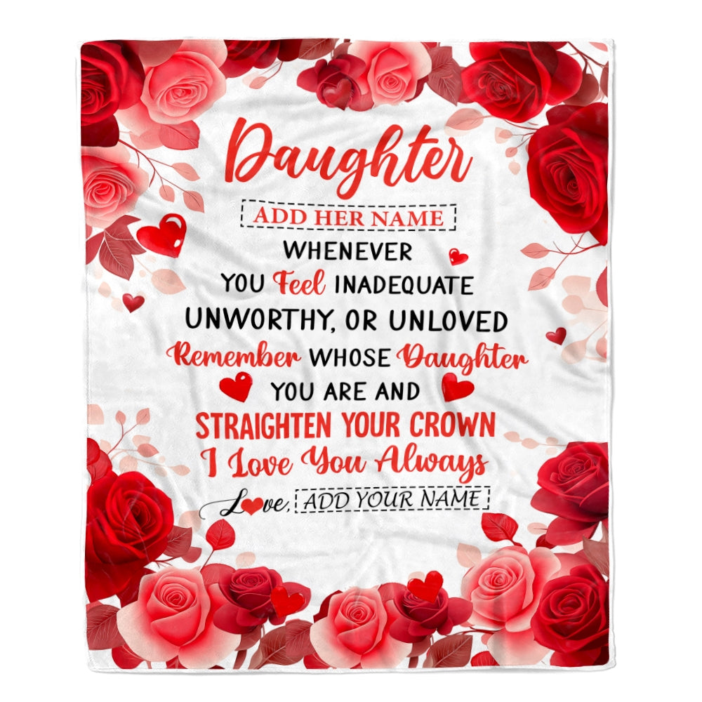 Personalized To My Daughter Gifts From Mom Dad Mother Blanket Rose Flower Anniversary Birthday Gifts Daughter Graduation Christmas Custom Fleece Blanket | siriusteestore