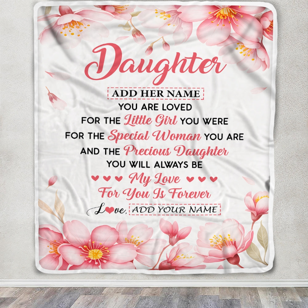 Personalized To My Daughter Gifts From Mom Dad Mother Blanket Special Women Birthday Gifts For Daughter Graduation Valentines Wedding Christmas Fleece Blanket | siriusteestore