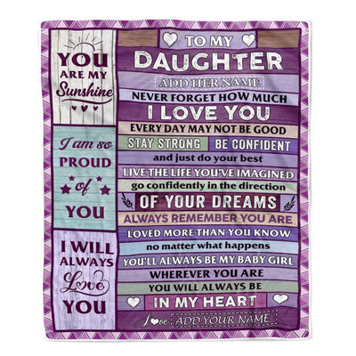 Personalized To My Daughter Gifts From Mom Dad Mother Blanket Wood Purple Gifts Grown Daughter Birthday Gifts Graduation Christmas Customized Fleece Blanket | siriusteestore