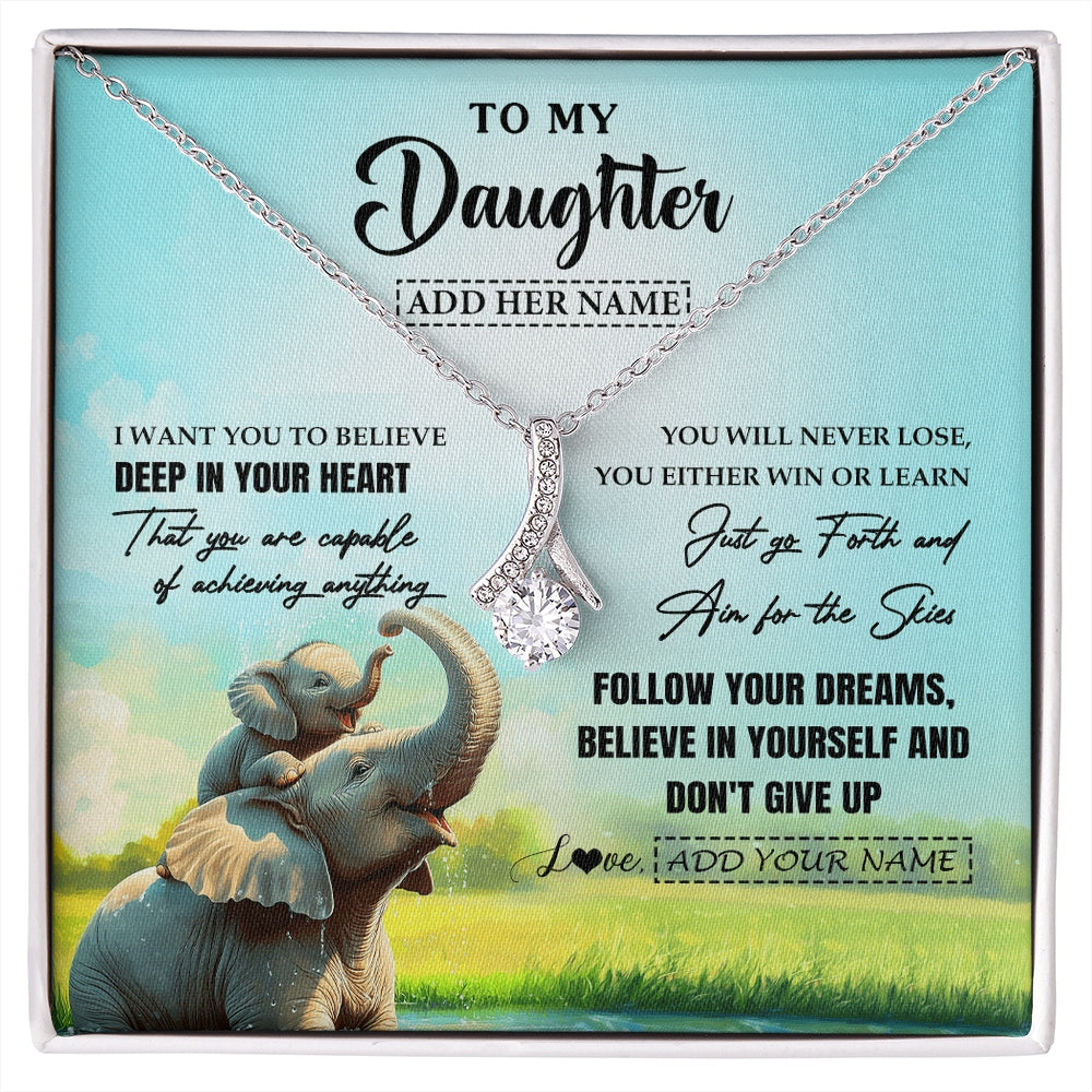 Alluring Beauty Necklace 14K White Gold Finish | 1 | Personalized To My Daughter Gifts From Mom Dad Necklace Don't Give Up Elephant Gifts For Daughter Birthday Graduation Christmas Custom Gift Box Message Card | https://siriusteestore.