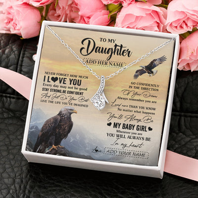 Alluring Beauty Necklace 14K White Gold Finish | 2 | Personalized To My Daughter Gifts From Mom Dad Necklace Eagle Never Forget How Much I Love You Daughter Birthday Graduation Christmas Gift Box Message Card | siriusteestore.myshopify
