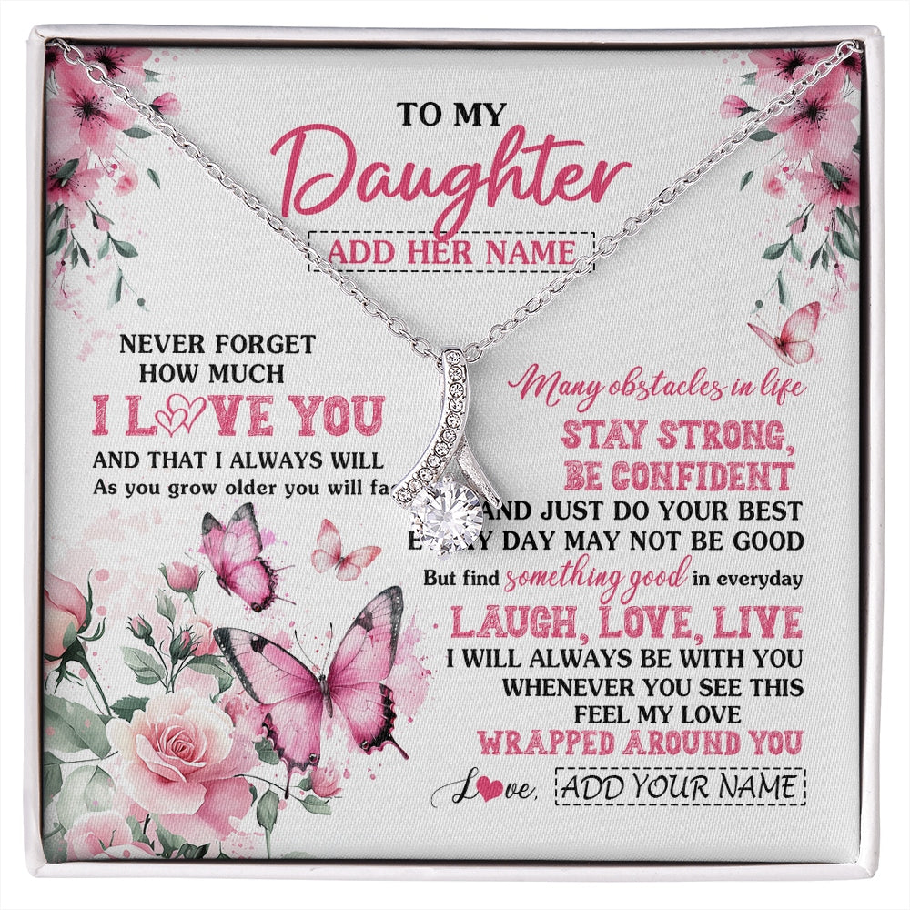 Alluring Beauty Necklace 14K White Gold Finish | 1 | Personalized To My Daughter Gifts From Mom Dad Necklace I Love You Butterfly Birthday Gifts For Daughter Graduation Christmas Custom Gift Box Message Card | https://siriusteestore.