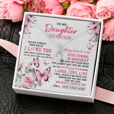 Alluring Beauty Necklace 14K White Gold Finish | 2 | Personalized To My Daughter Gifts From Mom Dad Necklace I Love You Butterfly Birthday Gifts For Daughter Graduation Christmas Custom Gift Box Message Card | https://siriusteestore.