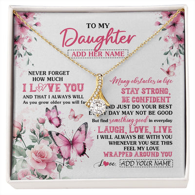 Alluring Beauty Necklace 18K Yellow Gold Finish | 1 | Personalized To My Daughter Gifts From Mom Dad Necklace I Love You Butterfly Birthday Gifts For Daughter Graduation Christmas Custom Gift Box Message Card | https://siriusteestore.
