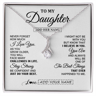 Alluring Beauty Necklace 14K White Gold Finish | 1 | Personalized To My Daughter Gifts From Mom Dad Necklace I Love You Thoughtful Keepsake Gift For Daughter Birthday Graduation Christmas Gift Box Message Card | https://siriusteestore.