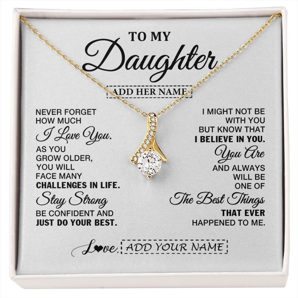 Alluring Beauty Necklace 18K Yellow Gold Finish | 1 | Personalized To My Daughter Gifts From Mom Dad Necklace I Love You Thoughtful Keepsake Gift For Daughter Birthday Graduation Christmas Gift Box Message Card | https://siriusteestore.
