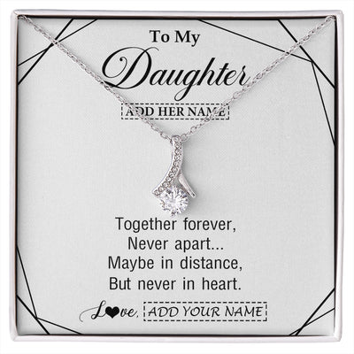 Alluring Beauty Necklace 14K White Gold Finish | 1 | Personalized To My Daughter Gifts From Mom Dad Necklace Together Forever With Heartfelt Message Daughter Birthday Christmas Custom Gift Box Message Card | https://siriusteestore.