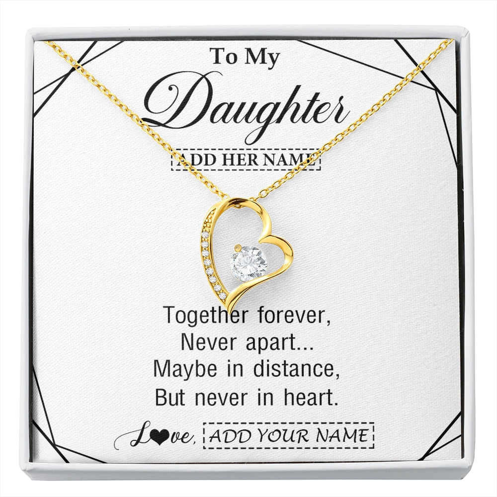 Forever Love Necklace 18K Yellow Gold Finish | 1 | Personalized To My Daughter Gifts From Mom Dad Necklace Together Forever With Heartfelt Message Daughter Birthday Christmas Custom Gift Box Message Card | https://siriusteestore.