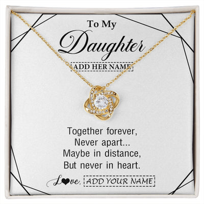 Love Knot Necklace 18K Yellow Gold Finish | 1 | Personalized To My Daughter Gifts From Mom Dad Necklace Together Forever With Heartfelt Message Daughter Birthday Christmas Custom Gift Box Message Card | https://siriusteestore.