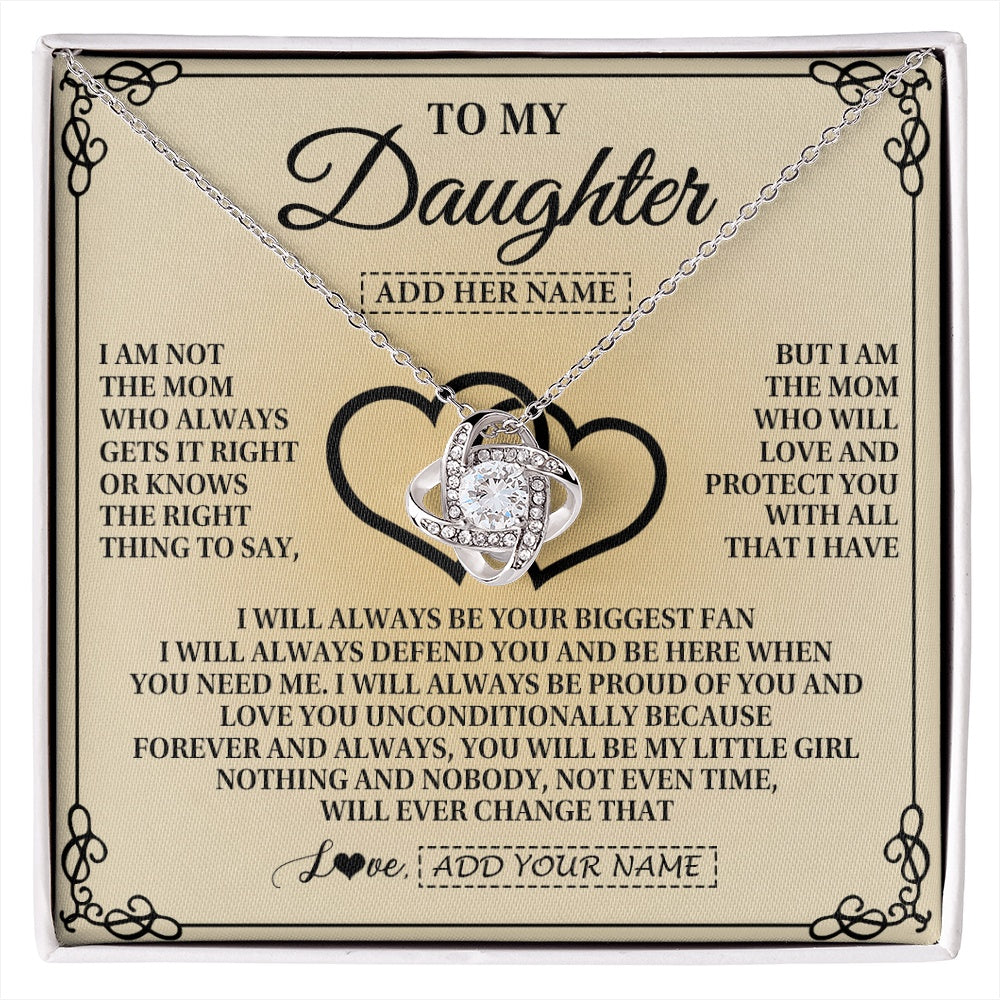 Love Knot Necklace 14K White Gold Finish | 1 | Personalized To My Daughter Gifts From Mom Daughter Birthday Gifts Jewelry For Women Mother Pendant Necklace Christmas Custom Gift Box Message Card | https://siriusteestore.